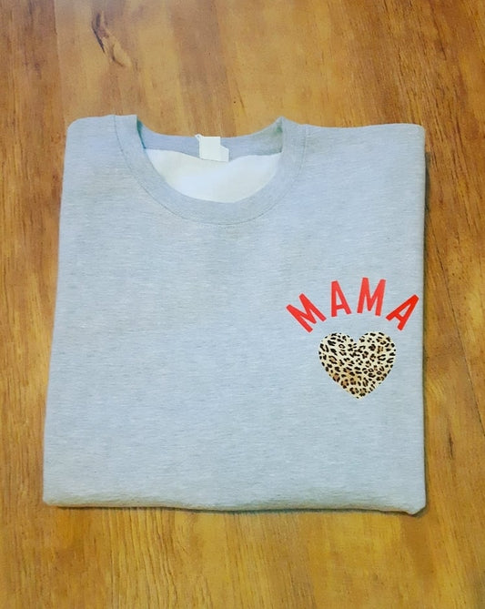Leopard Print Heart Mama Sweater