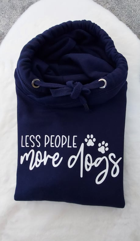 Less People More Dogs Chunky Cowl Neck Hoodie