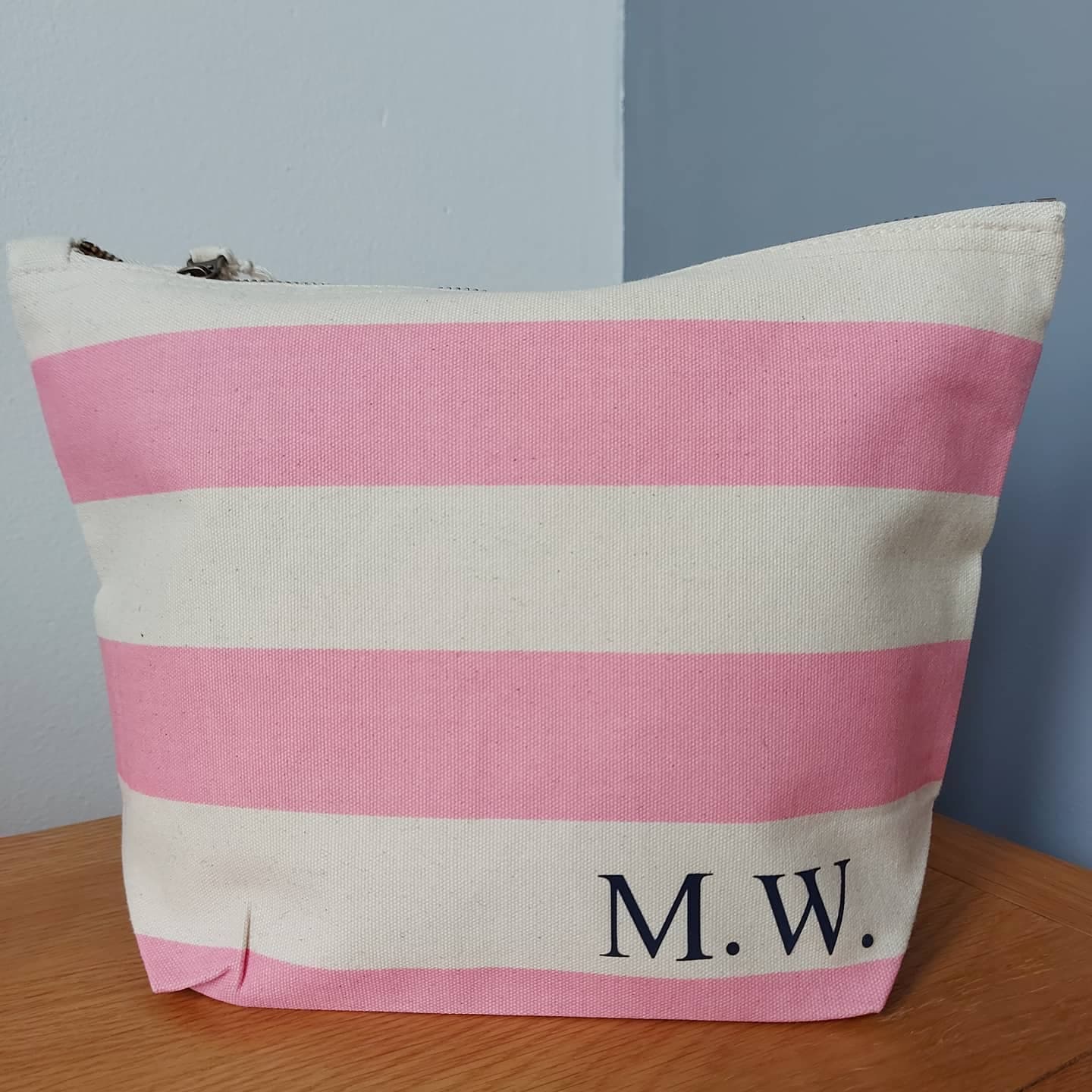 Personalised Large Stripe Makeup Bag/Washbag