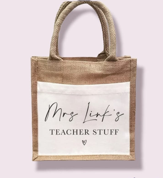 Personalised Teacher Jute Tote Bag