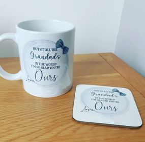 Personalised Mug & Coaster Set - Blue