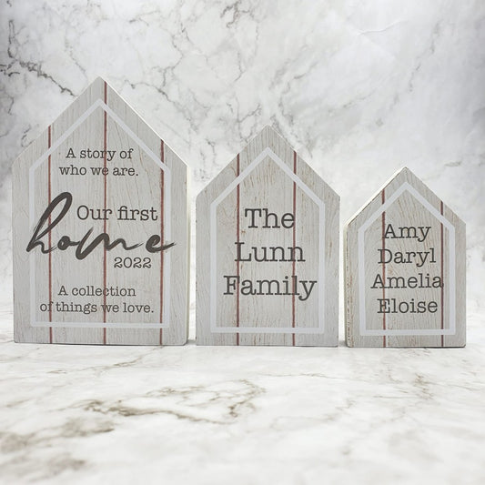 Personalised 1st Home Set of 3 freestanding houses