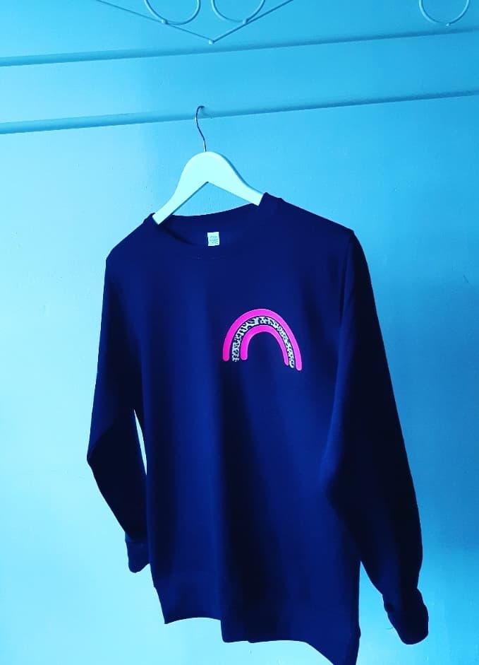 Florescent Pink & Leopard Rainbow Sweater