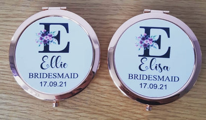 Personalised Bridesmaid Compact Mirrors