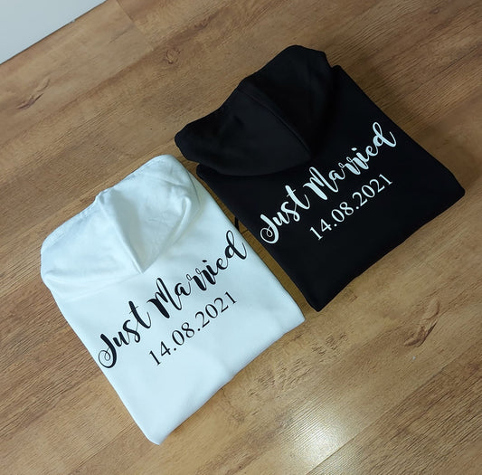 Just Married Hoodies - With Wedding Date